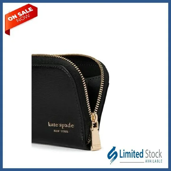 Saffiano Leather Zip Card Case, 4 Slots, Scratch-Resistant, Compact